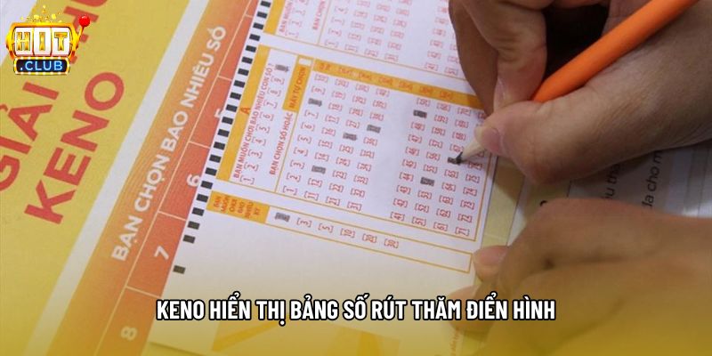 Keno hiển thị bảng số rút thăm điển hình